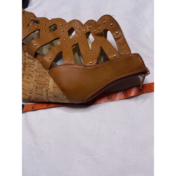 Pink Key Womens 9 Manakin Studded Ankle Zipper Wedge Heel Gladiator Sandals - Picture 10 of 11